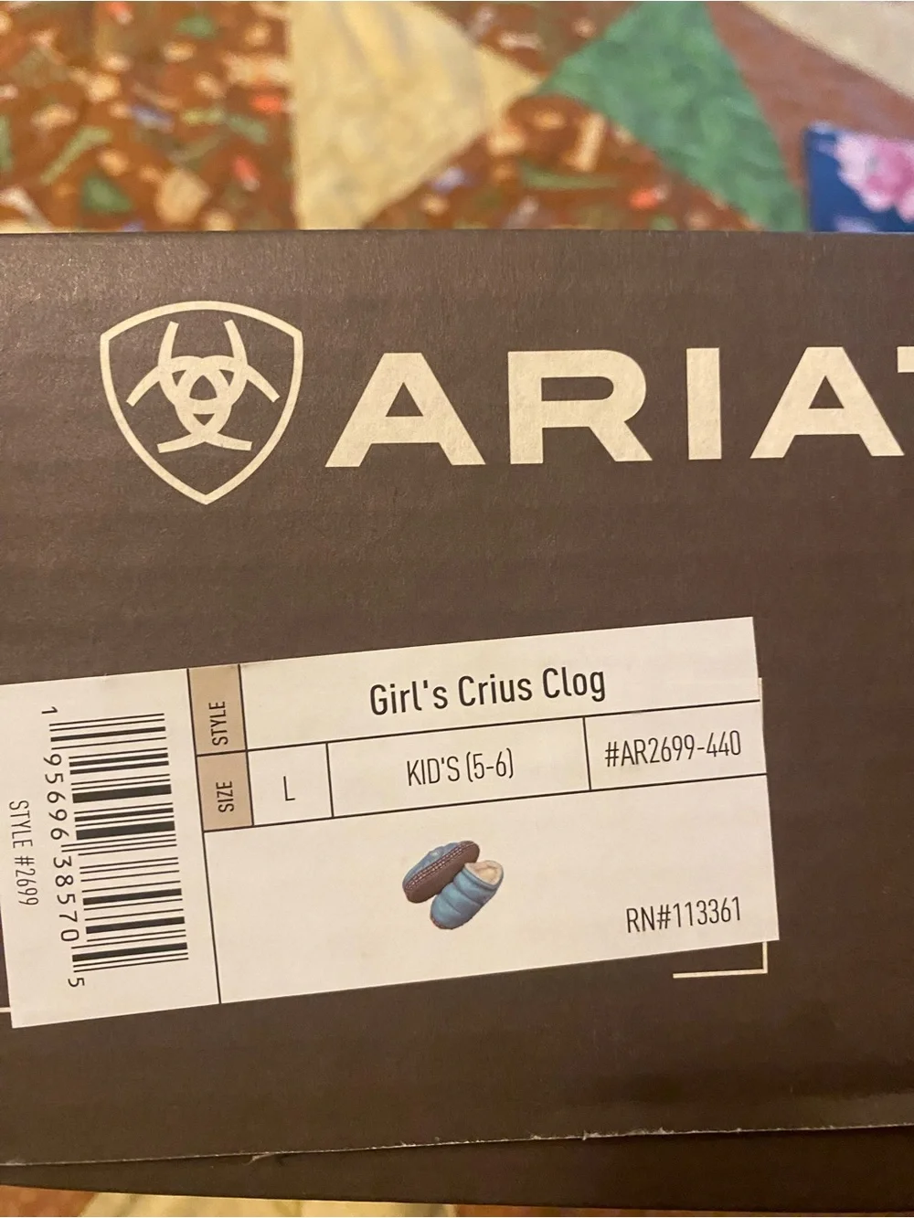 Ariat Kids Teal Quilted Slip-On Slippers